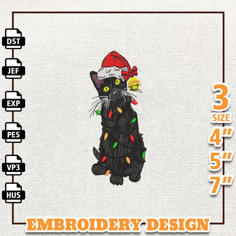 Christmas Animal Embroidery Filles, Merry Xmas Embroidery, Christmas Black Cat Embroidery, Instant Download.jpg