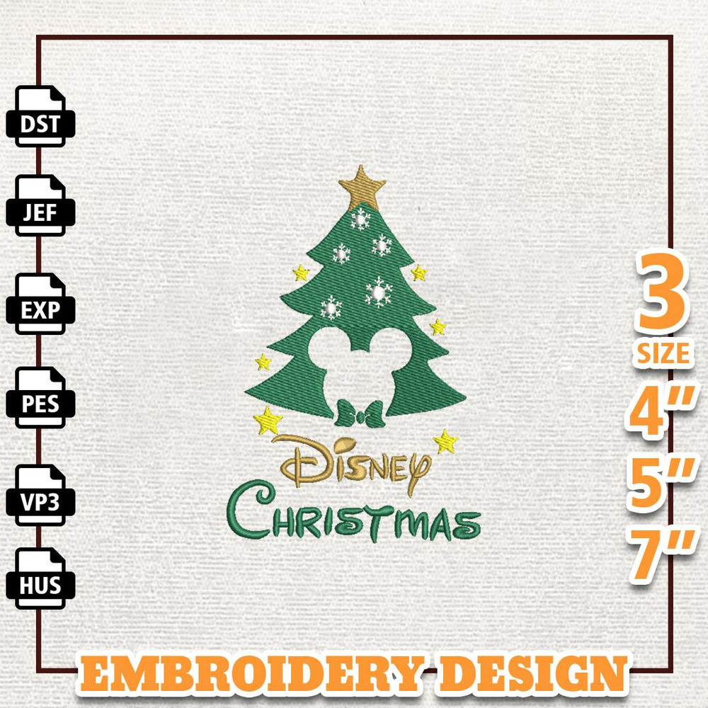 Christmas Cartoon Tree Embroidery Machine Design, Christmas Mouse Head Embroidery Design, Instant Download.jpg