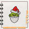 Christmas Gift, Green Monster Face Embroidery Design, Santa Green Monster Xmas Embroidery Machine File, Instant Download.jpg