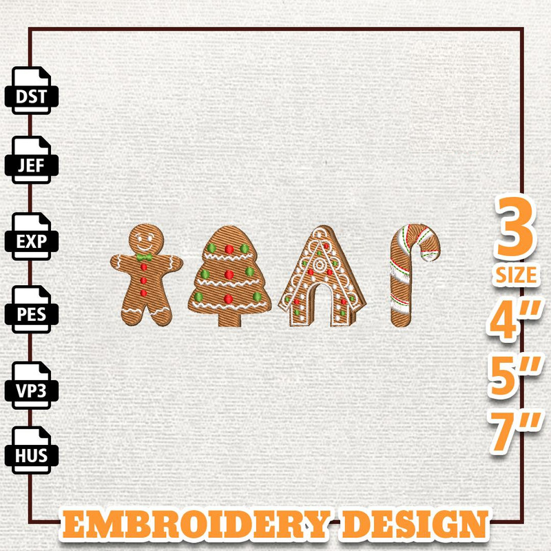 Christmas Gingerbread Embroidery Machine Design, Christmas Candy Cane Embroidery Design, Instant Download.jpg