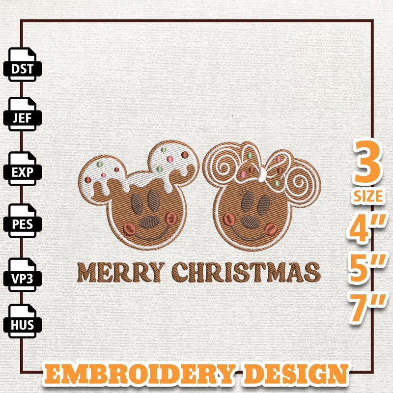 Christmas Gingerbread Mouse Embroidery Machine Design, Christmas Candy Embroidery Design, Instant Download.jpg