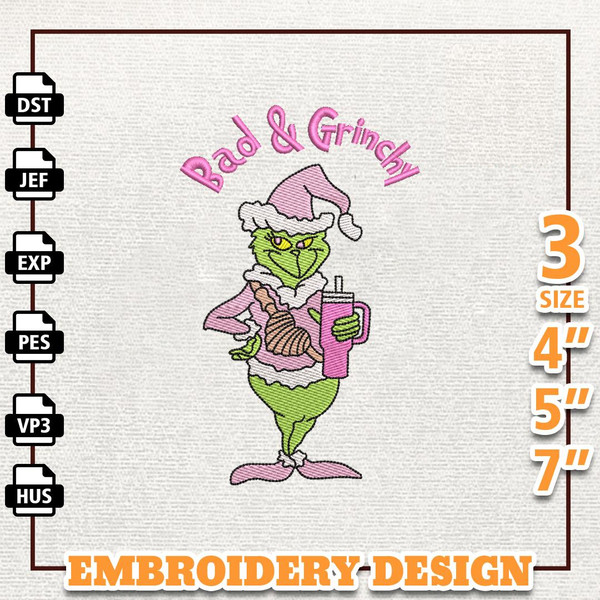 Christmas Green Monster Embroidery Machine Design, Bad And Greenchy Embroidery Machine Design, Instant Download.jpg