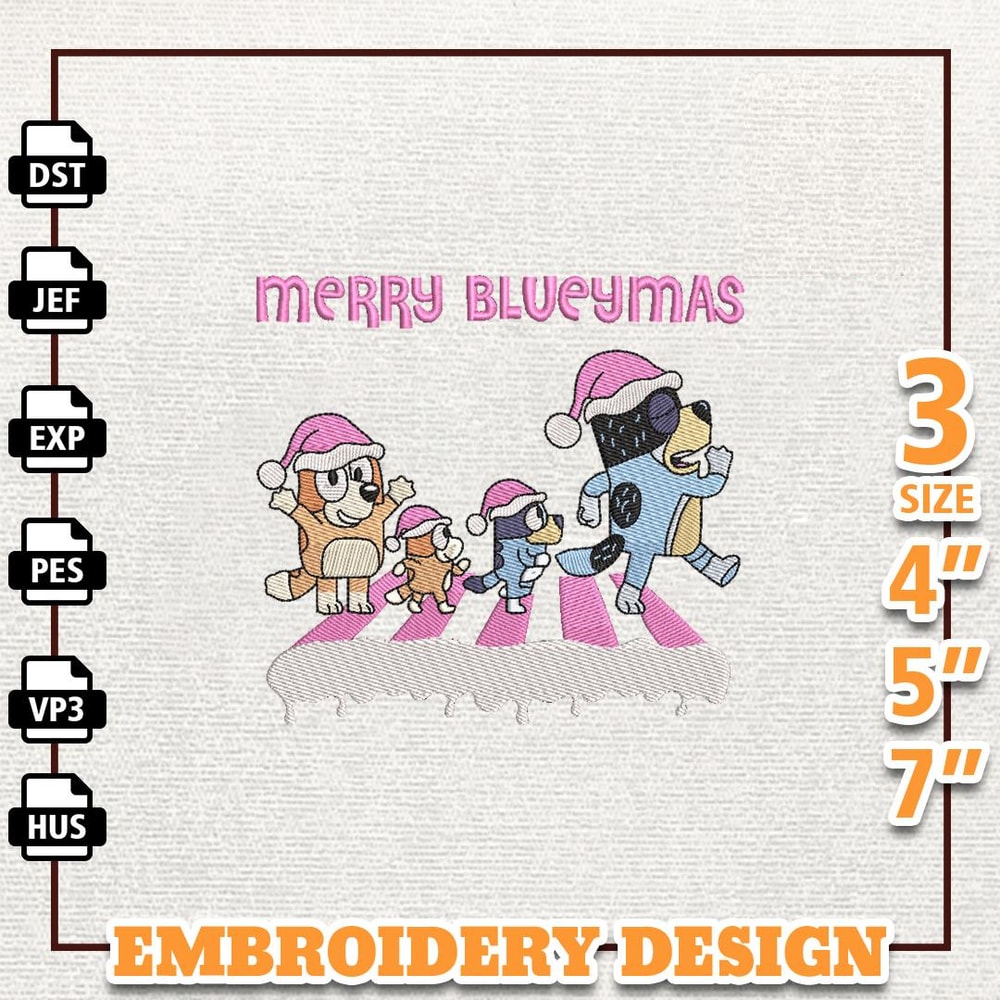 Christmas Movie Cartoon Embroidery Design, Family Christmas Blue Dog Embroidery Machine Design, Instant Download.jpg