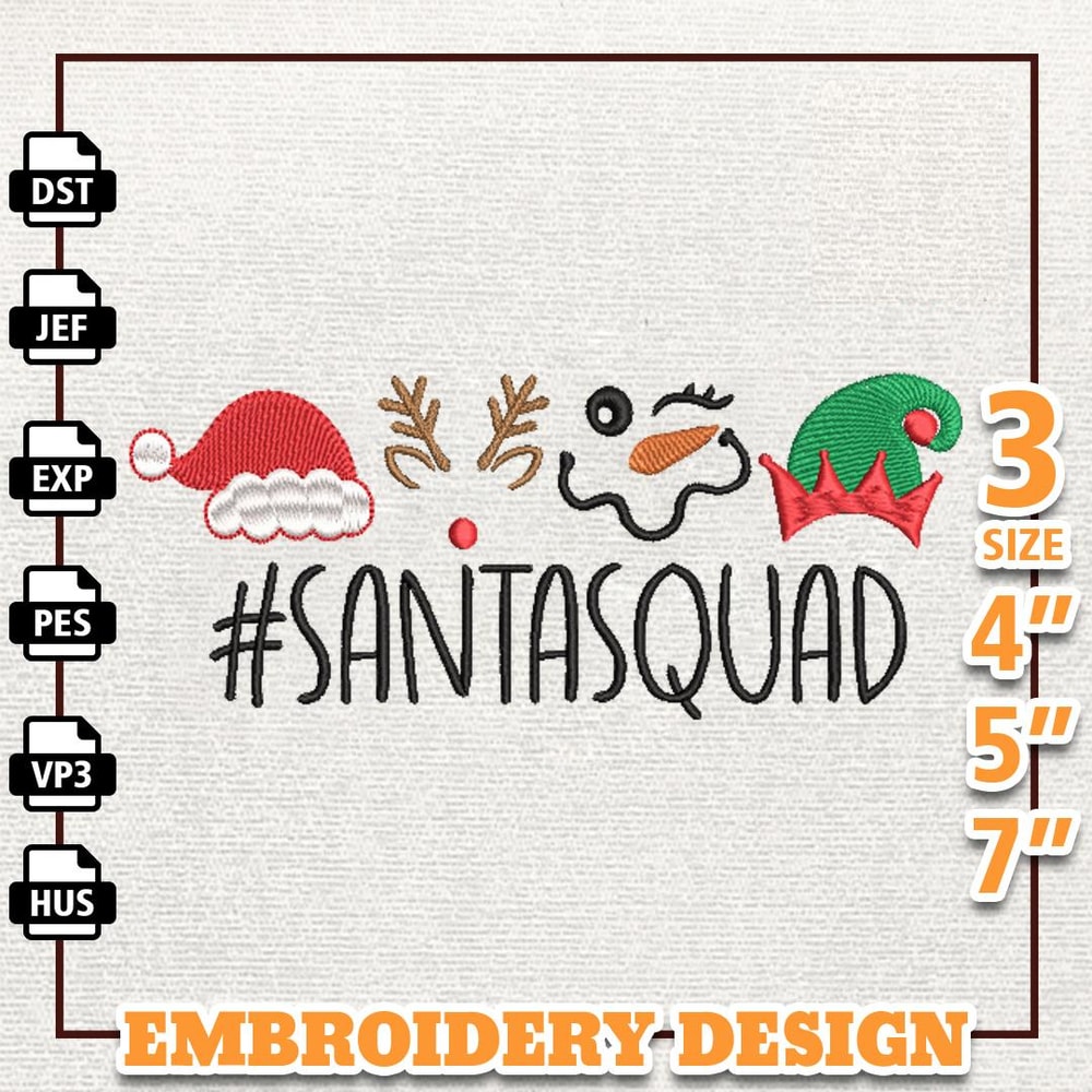 Christmas Reindeer Embroidery Machine Design, Santa Squad Embroidery Machine Design, Instant Download.jpg