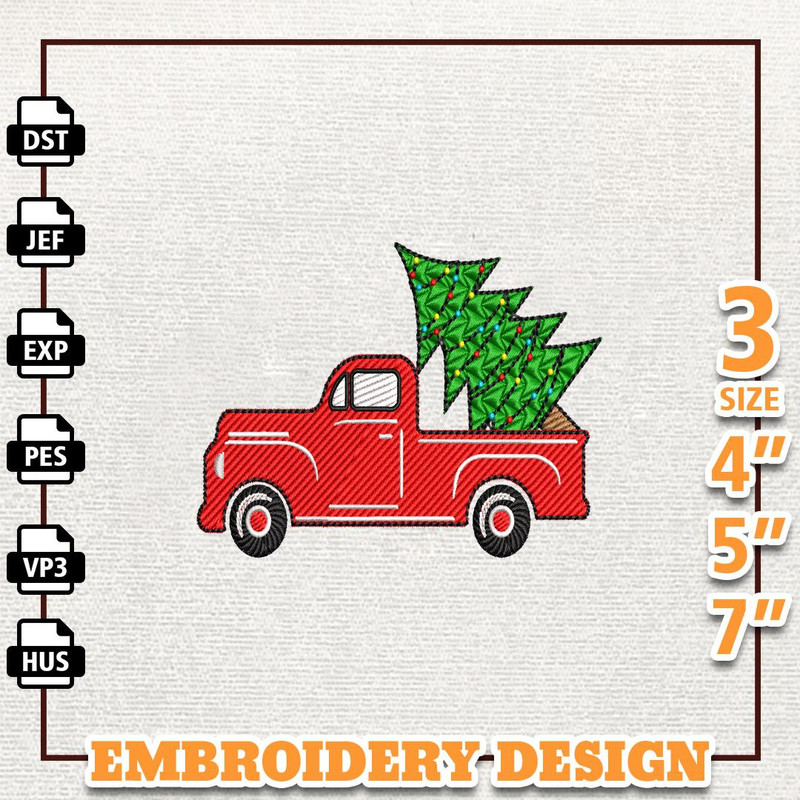 Christmas Truck Embroidery Designs, Merry Xmas Embroidery Designs, Christmas Tree Embroidery, Instant Download 1.jpg