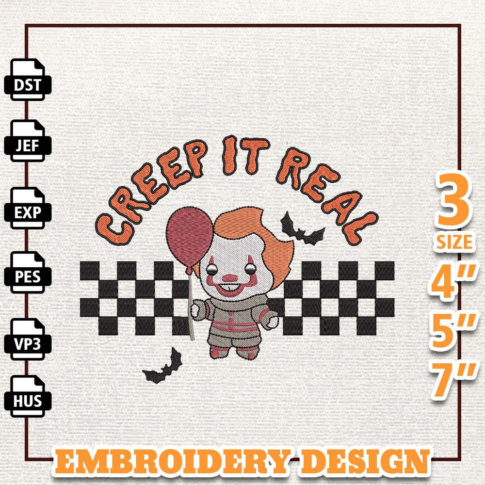 Creep It Real Embroidery Design, Halloween Embroidery Design, Retro Halloween Embroidery Design, Horror Movie Embroidery.jpg