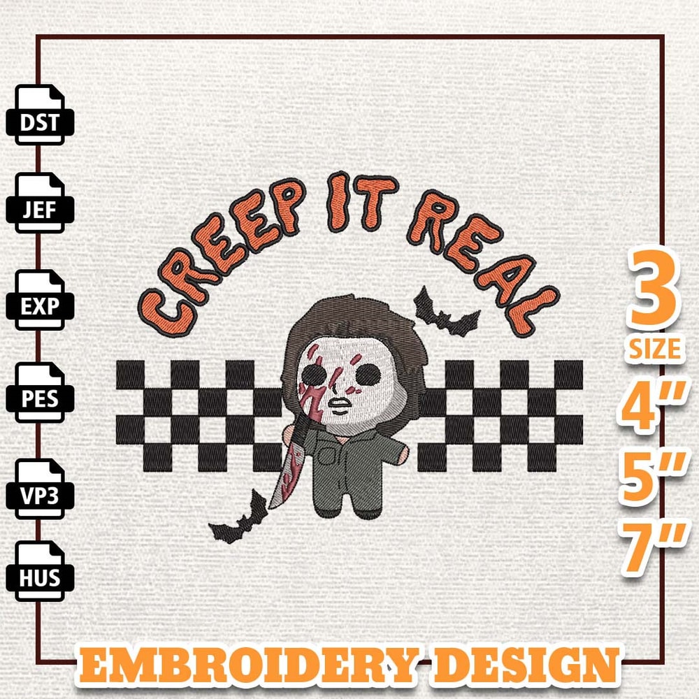 Creep It Real Embroidery Design, Horror Movie Killer Embroidery Design, Fall Halloween Embroidery Machine File, Embroid.jpg
