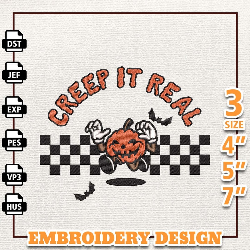 Creep It Real Embroidery Design, Pumpkin Embroidery Design, Retro Halloween Embroidery Design, Horror Movie Embroidery D 2.jpg