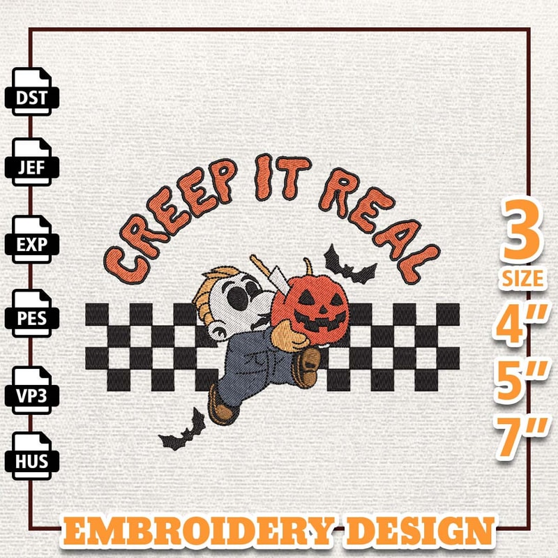 Creep It Real Embroidery Design, Pumpkin Embroidery Design, Retro Halloween Embroidery Design, Horror Movie Embroidery D 3.jpg