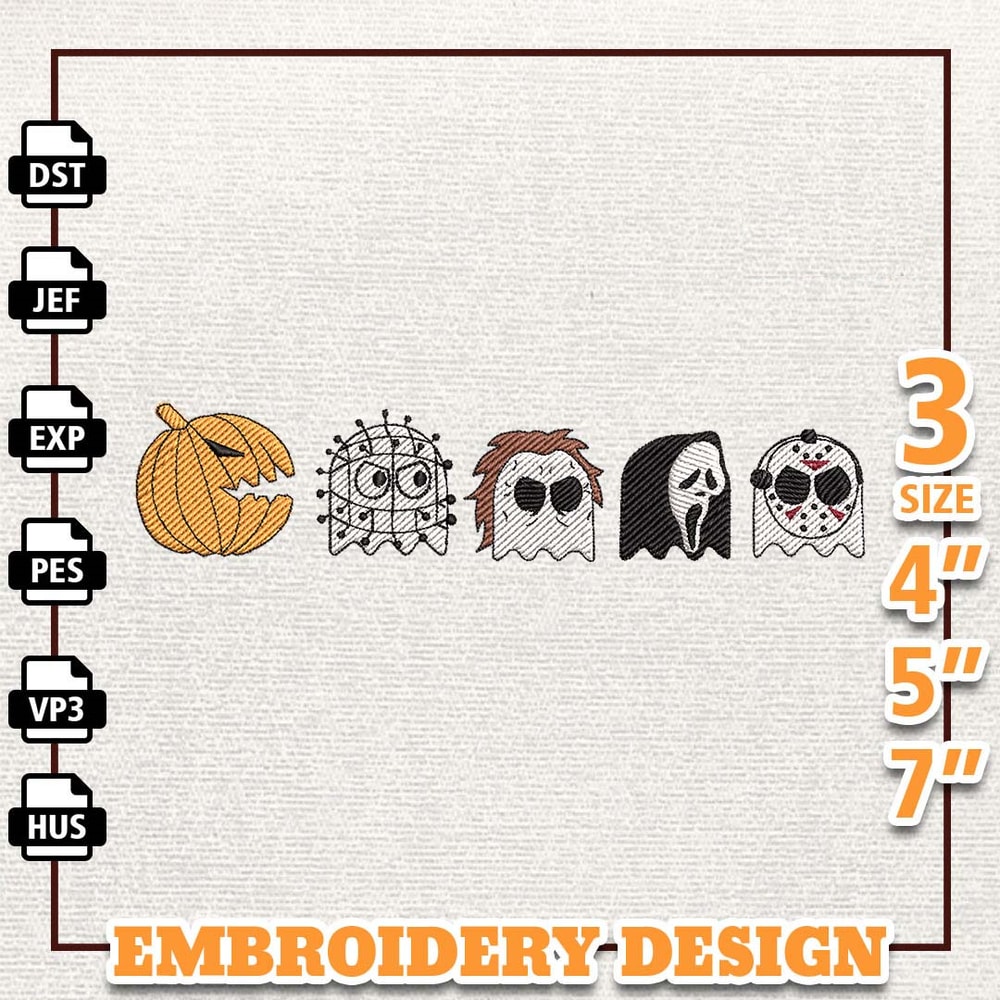 Creepy Cartoon Embroidery Design, Horror Movie Characters Embroidery File, Happy Halloween Embroidery Machine File, Inst.jpg