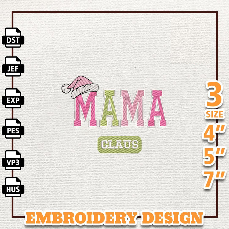 Cute Pink Santa Embroidery Design, Retro Pink Christmas Embroidery Machine Design, Instant Download.jpg