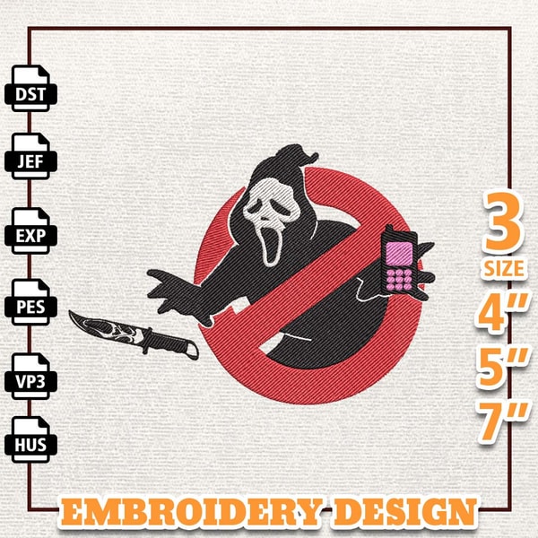 Face Ghost Character Embroidery Design, Face Ghost Embroider - Inspire ...