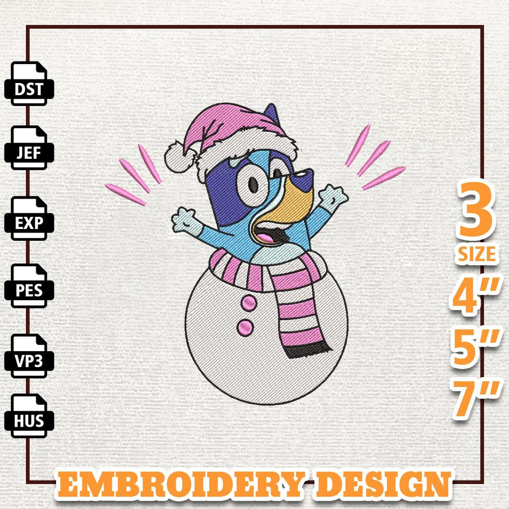 Family Christmas Blue Dog Embroidery Machine Design, Pink Blue Dog Embroidery Design, Instant Download.jpg