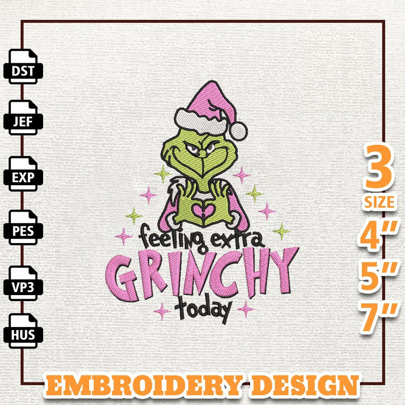 Feeling Extra Greenchy Today Embroidery Machine Design, Christmas Green Monster Embroidery Design, In My Pink Era Embroi.jpg