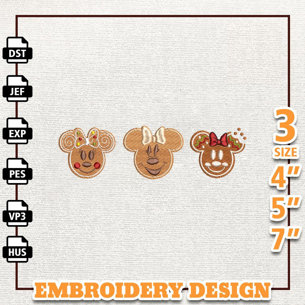 Gingerbread Mouse Head Embroidery Design, Christmas Cookies Embroidery File, Instant Download.jpg