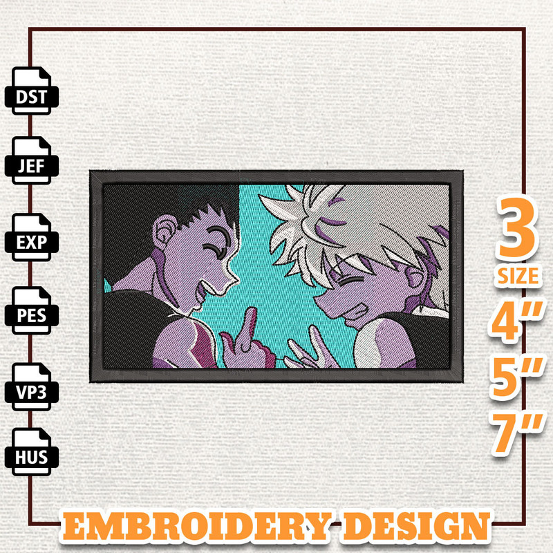 Gon Killua Anime Design, Anime Embroidery Design, Anime Machine Embroidery Design, Gift For Anime Fan, Instant Download.jpg