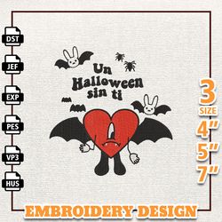 halloween bad bunny embroidery design, bad bunny embroidery file, gift for bad bunny fans, bad bunny, instant download