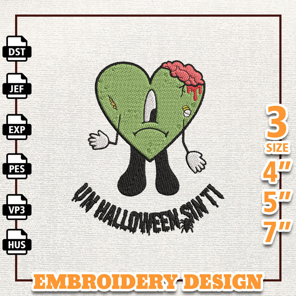 Halloween Bad Bunny Embroidery Design, Bad Bunny Embroidery File, Gift For Bad Bunny Fans, Un Benito, Instant Download 1.jpg