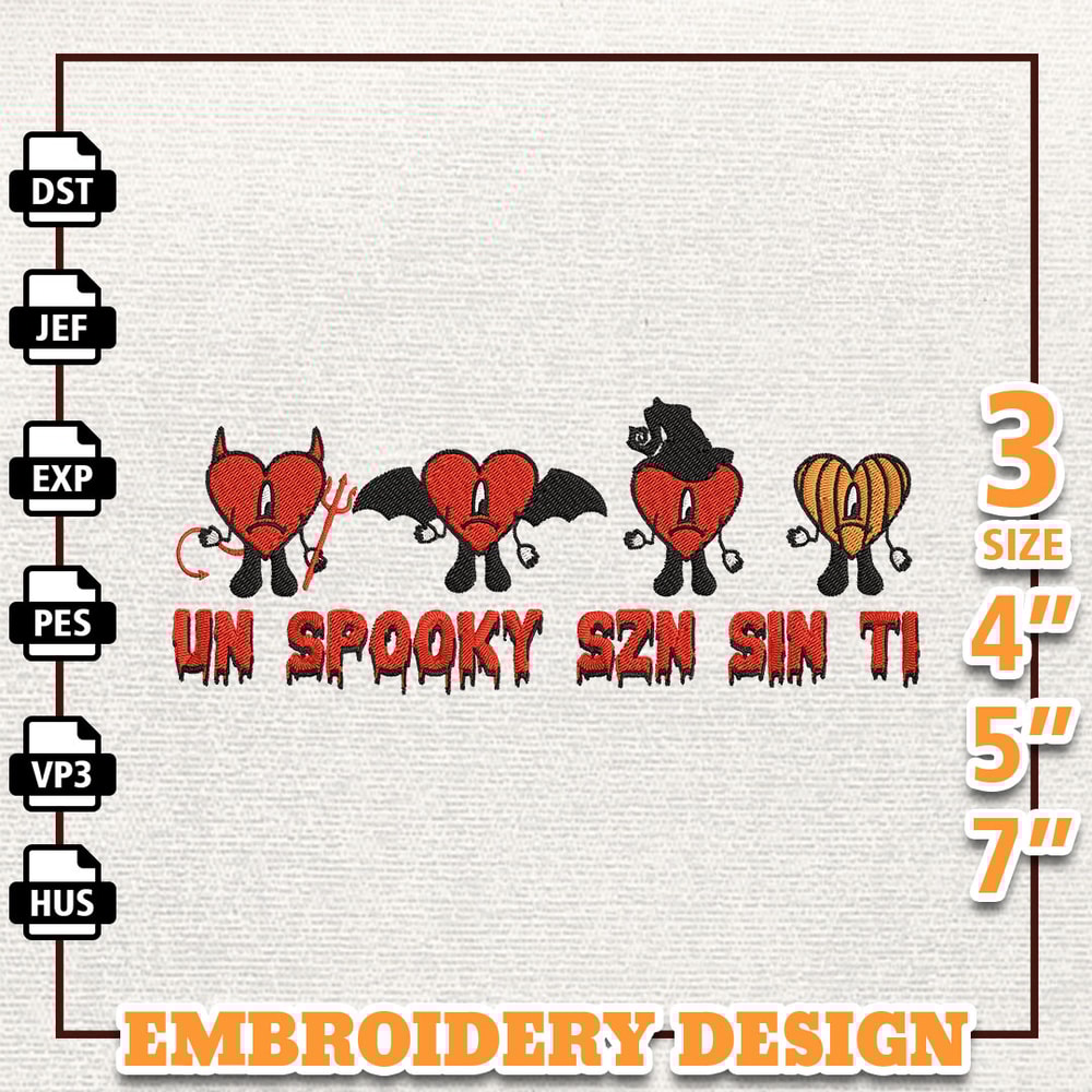 Halloween Bad Bunny Embroidery Design, Bad Bunny Embroidery File, Gift For Bad Bunny Fans, Un Benito, Instant Download 9.jpg