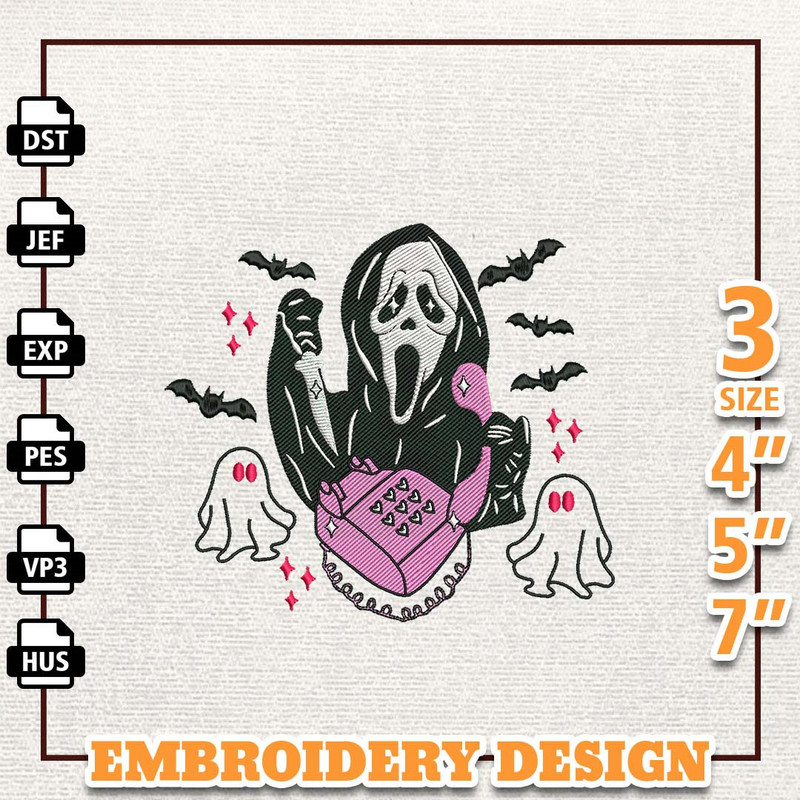 Halloween Horror Mask Embroidery Design, Face Ghost Craft Embroidery File, No You Hang Up Embroidery File, Instant Downl.jpg