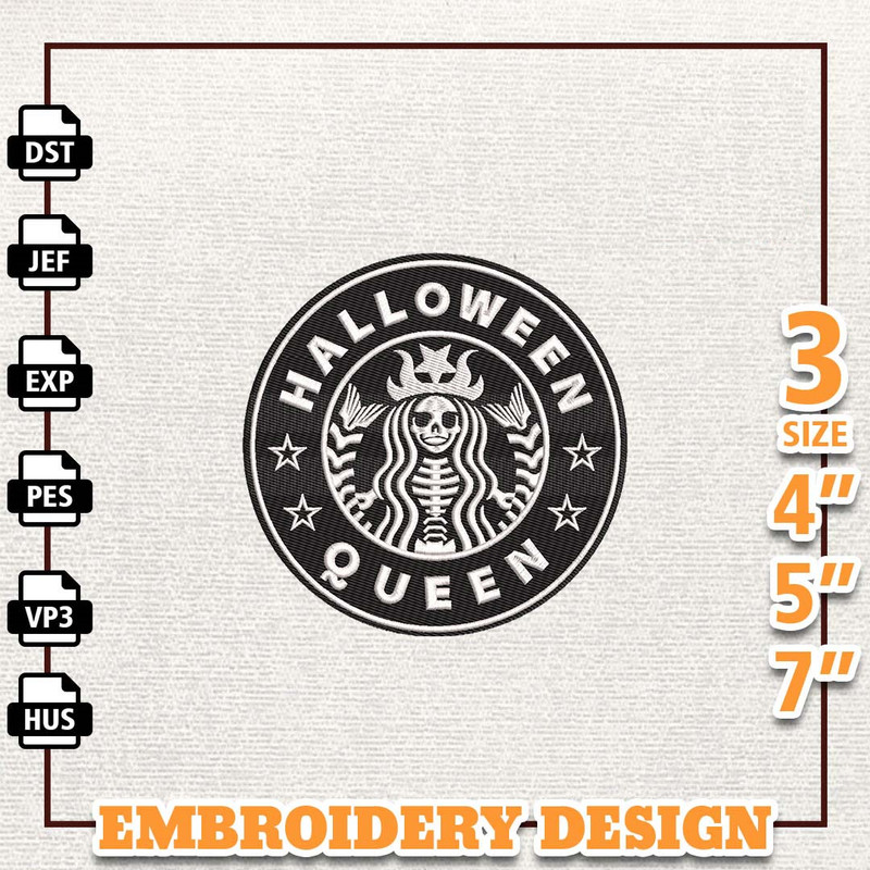 Halloween Movie Cup Embroidery Design, Instant Download, Halloween Queen Embroidery Design, Skeleton Coffee Embroidery F.jpg