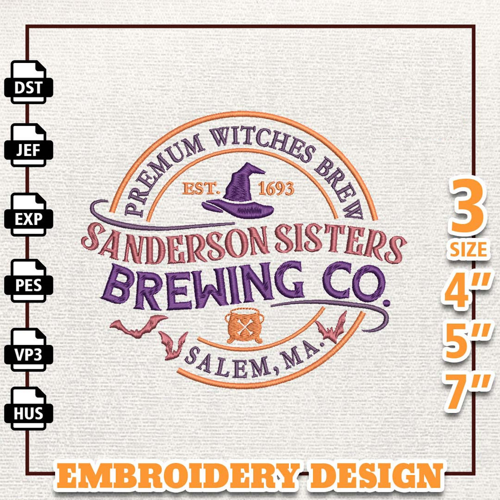 Halloween Witch Characters Embroidery Design, Brewing Witches 1693 Halloween Witch Sister Embroidery Machine Design, Ins.jpg