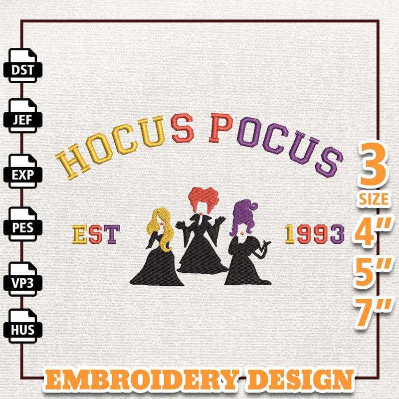 Halloween Witch Characters Embroidery Design, Brewing Witches EST 1993 Halloween Witch Sister Embroidery Machine Design,.jpg