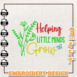 Helping Little Minds Grow Embroidery Designs, Back To School Embroidery Designs, School Life Embroidery, Teacher Day Des