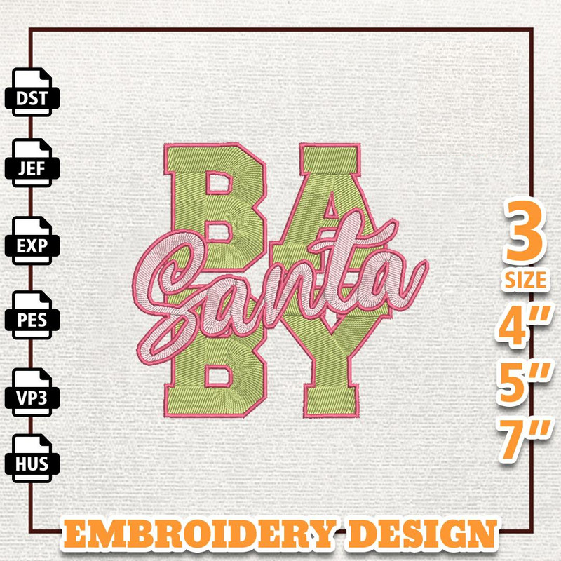 Holly Jolly Embroidery Design, Cute Baby Santa Embroidery Design, Instant Download.jpg