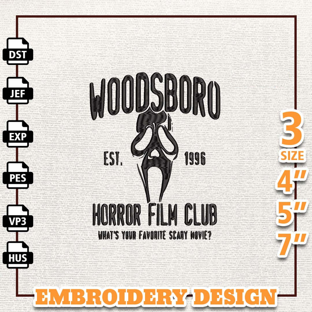 Horror Film Club Est 1996 Embroidery Design, Happy Halloween Embroidery Design, Creepy Ghost Embroidery File, Horror Ch.jpg