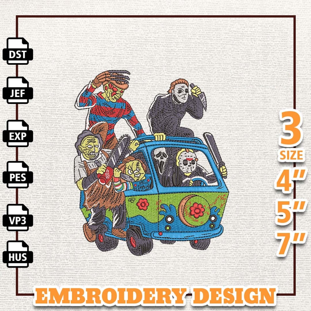 Horror Halloween Embroidery Design, Halloween Friends Craft Embroidery Design, Haloween Squad Embroidery Machine Design,.jpg