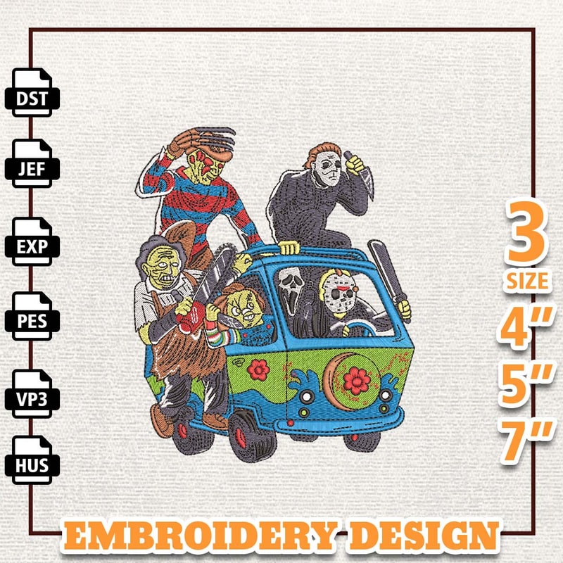 Horror Halloween Embroidery Design, Halloween Friends Craft Embroidery Design, Haloween Squad Embroidery Machine Design,.jpg