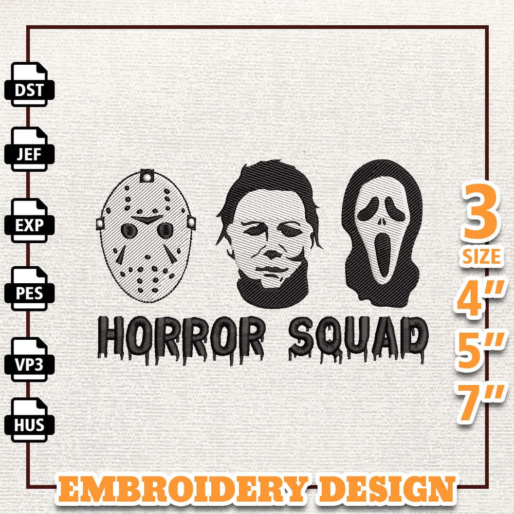 Horror Squad Embroidery Design, Halloween Movie Characters Embroidery Design, Creepy Halloween Embroidery File, Instant.jpg