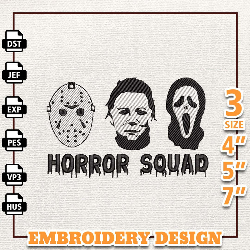 Horror Squad Embroidery Design, Halloween Movie Characters Embroidery Design, Creepy Halloween Embroidery File, Instant.jpg