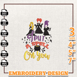 i put a spell on you, happy halloween embroidery, hocus pocus embroidery, hocus pocus sisters, sanderson sisters embroi