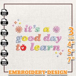 it's a good day to learn embroidery design, back to school embroidery design, school embroidered sweatshirt, retro scho