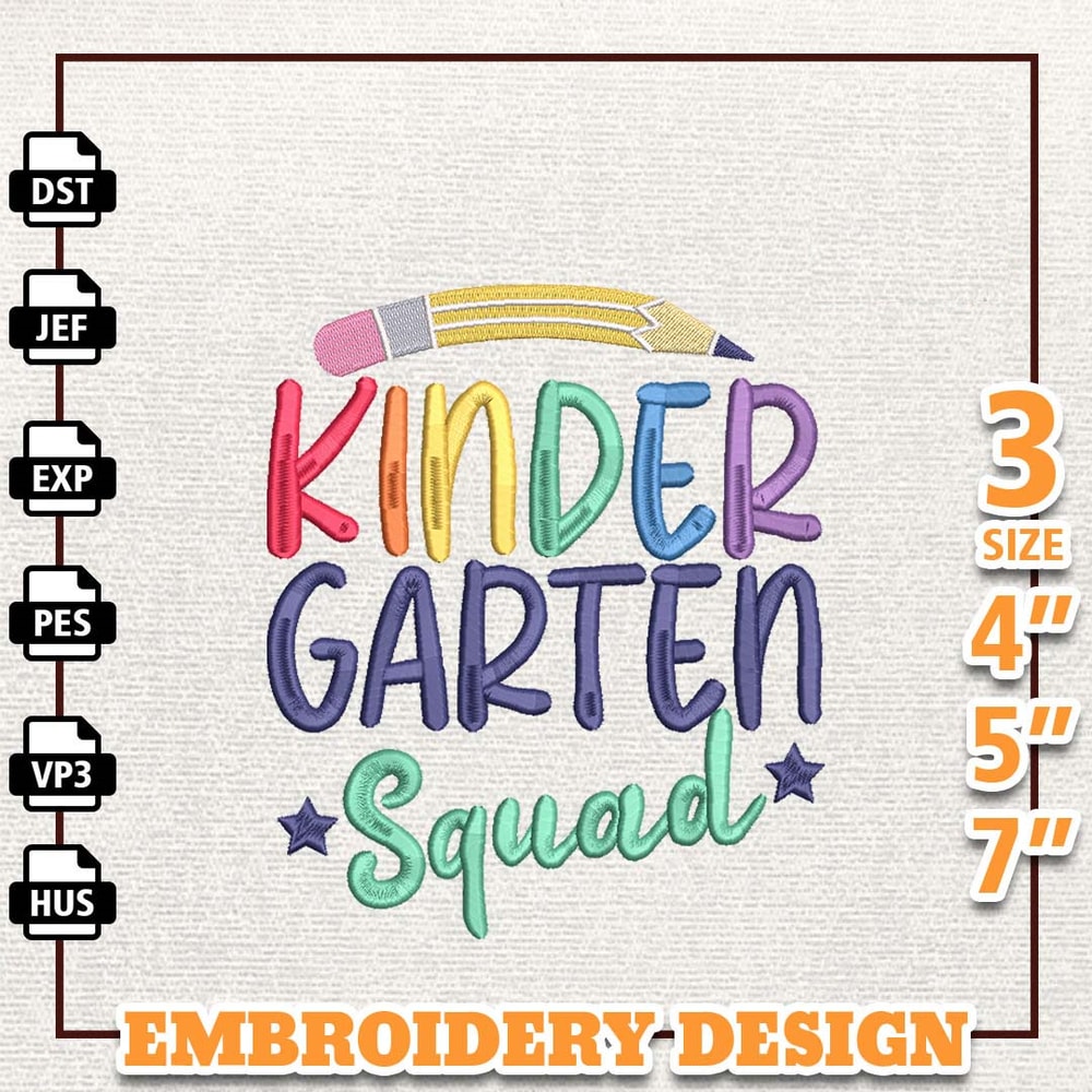 Kindergarten Squad Embroidery Designs, Back To School Embroidery, School Life Embroidery Design, Cute Kindergarten Desi.jpg