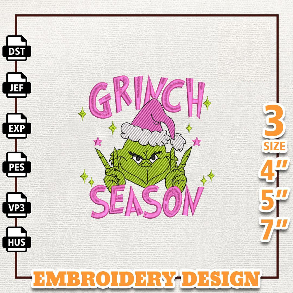 Merry Grinchmas Embroidery Machine Design, Christmas Green Monster Embroidery File, Pink Greench Embroidery File, Instan.jpg
