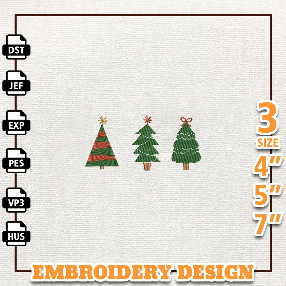 Merry Xmas Embroidery Machine Design, Vintage Christmas Tree Embroidery Machine Design, Instant Download.jpg