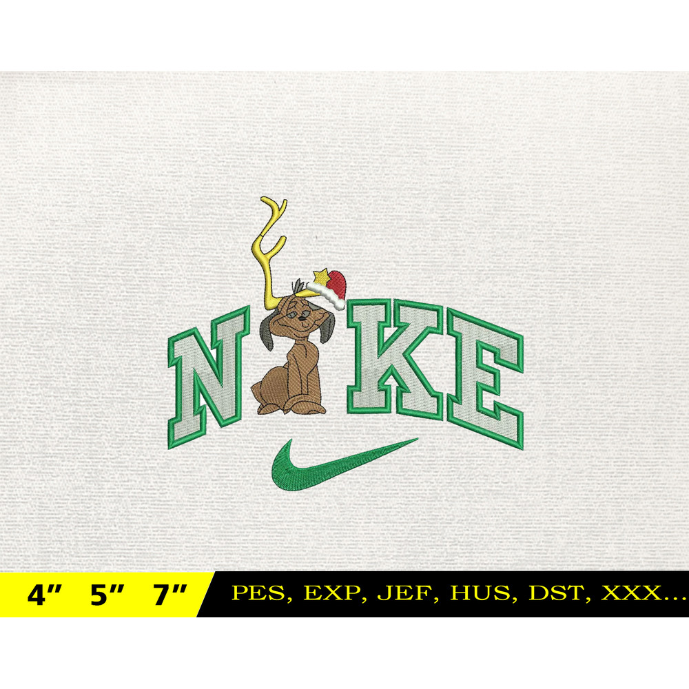 NIKE Christmas Embroidery Design, Christmas Dog Embroidery Design, NIKE Embroidery Design, Instant Download.jpg