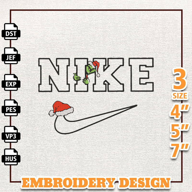 NIKE Christmas Embroidery Design, Christmas Grinch Embroidery Design, NIKE Embroidery Design, Instant Download 1.jpg