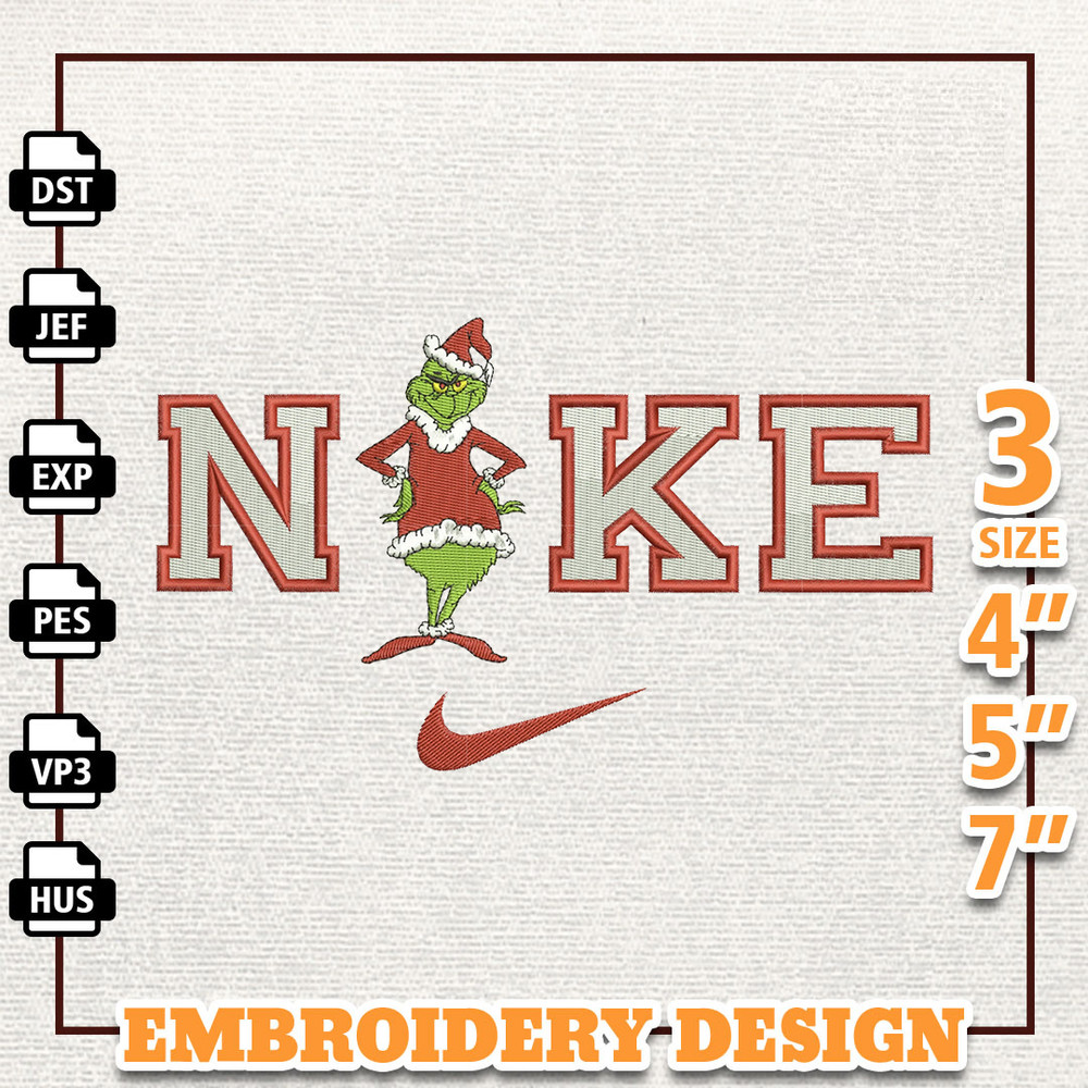 NIKE Christmas Embroidery Design, Christmas Grinch Embroidery Design, NIKE Embroidery Design, Instant Download 2.jpg
