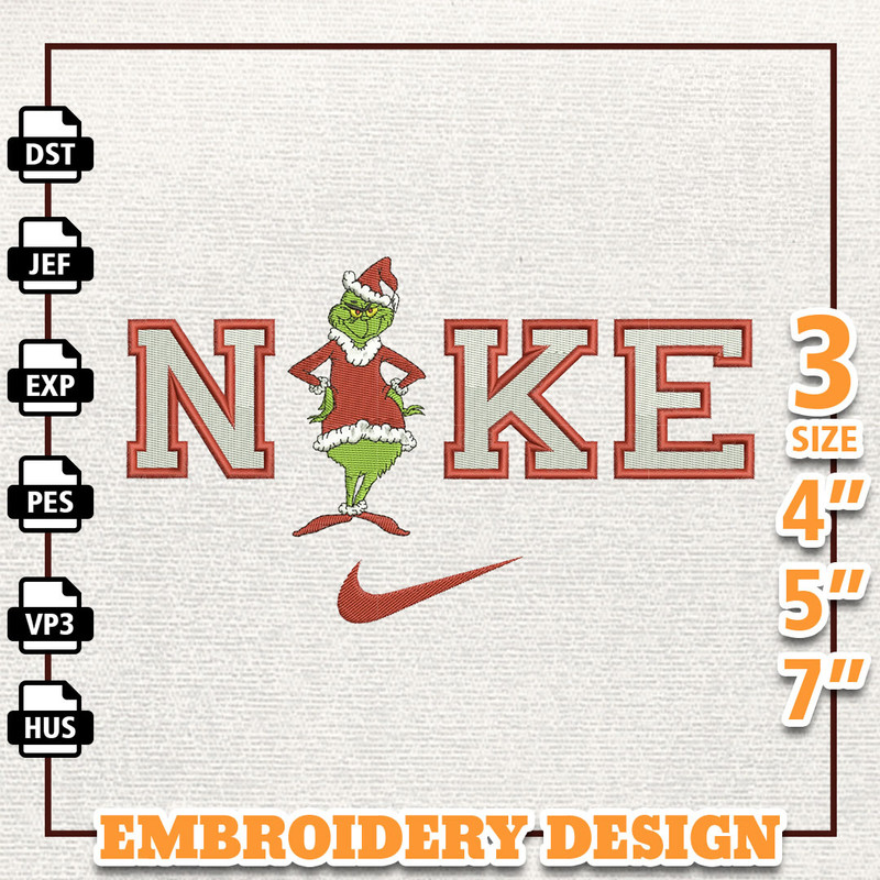 NIKE Christmas Embroidery Design, Christmas Grinch Embroidery Design, NIKE Embroidery Design, Instant Download 2.jpg