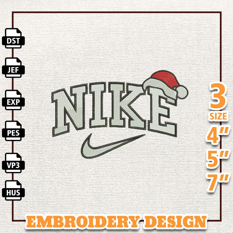 NIKE Christmas Embroidery Design, Christmas Hat Embroidery Design, NIKE Embroidery Design, Instant Download.png
