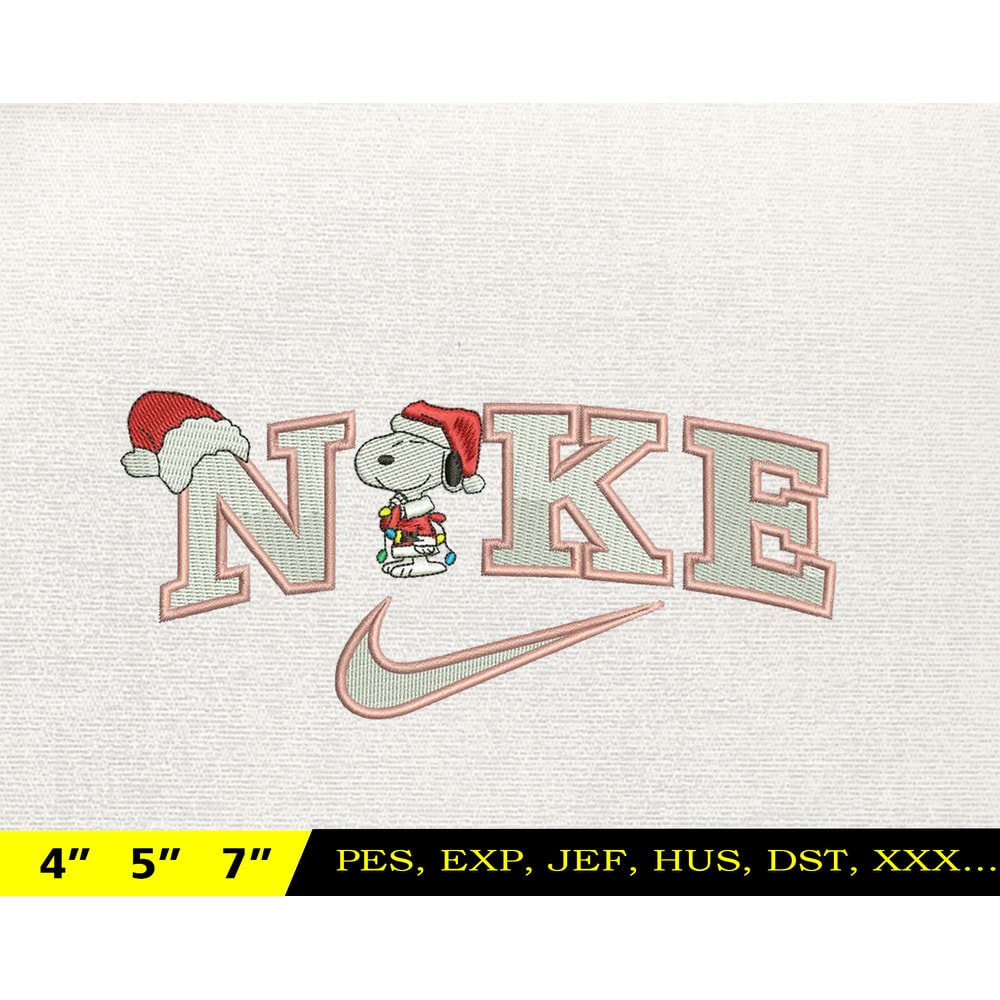 NIKE Christmas Embroidery Design, Christmas Snoopy Dog Embroidery Design, NIKE Embroidery Design, Instant Download 1.jpg