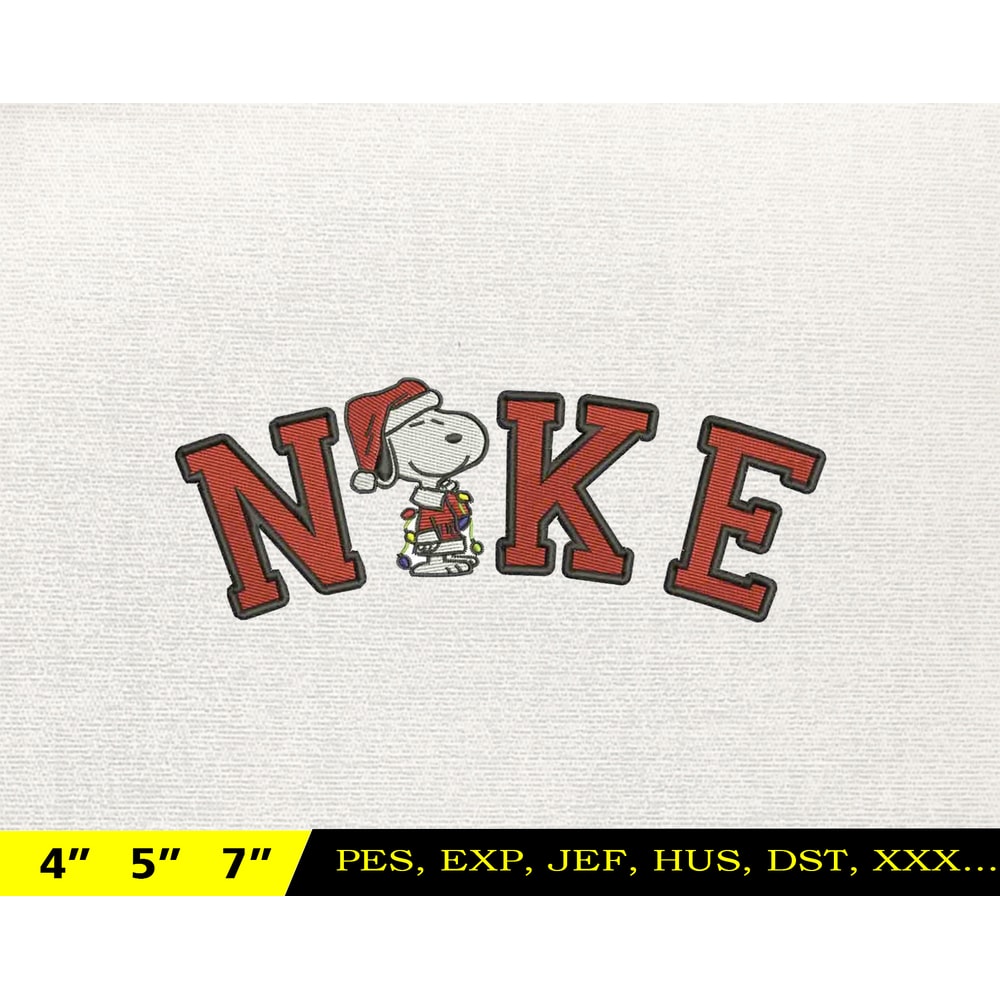 NIKE Christmas Embroidery Design, Christmas Snoopy Dog Embroidery Design, NIKE Embroidery Design, Instant Download.jpg