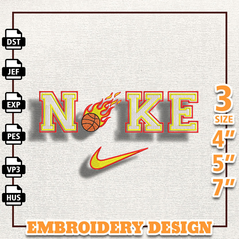NIKE Flame Basketball Embroidery Design, NBA Basketball Embroidery Design, Machine Embroidery Design, Instant Download.jpg
