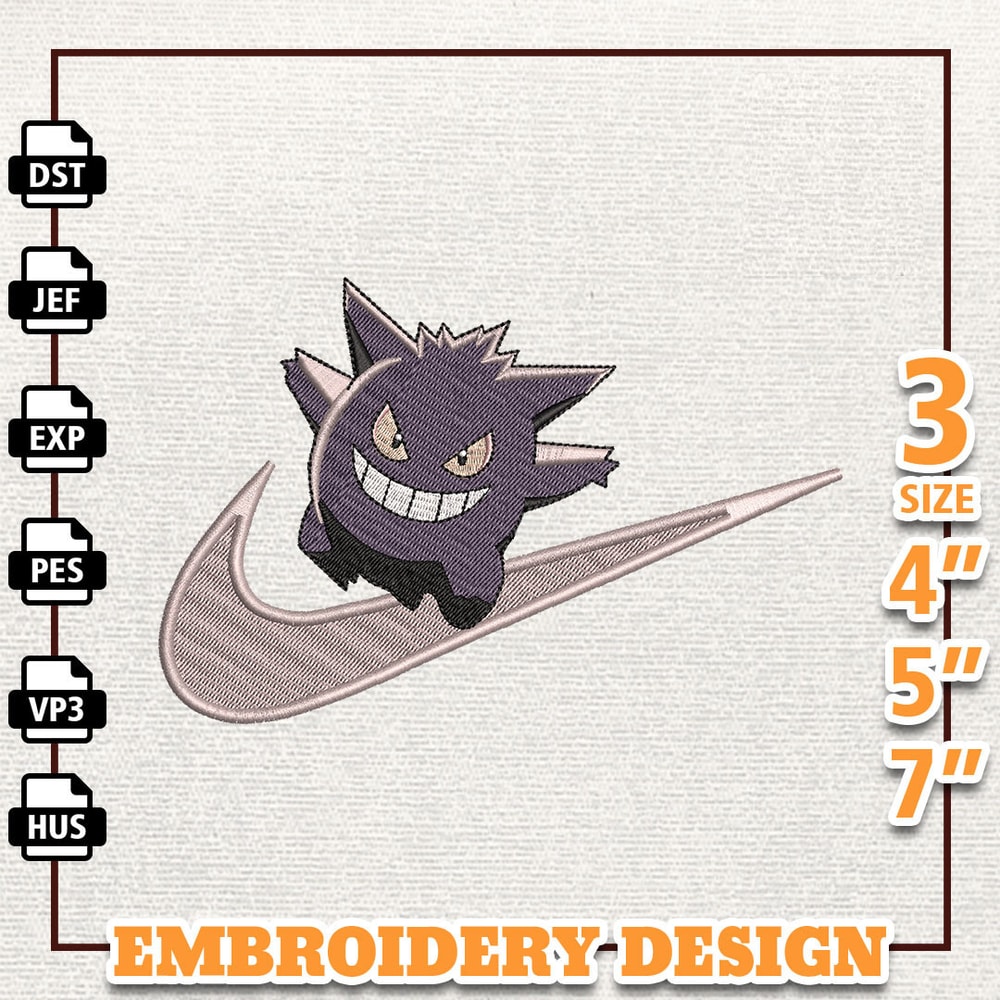 Nike Gengar Anime Embroidery Design, Nike Anime Embroidery Design, Best Anime Embroidery Design, Instant Download.jpg