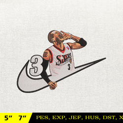 NIKE Iverson Embroidery Design, NBA Basketball Embroidery Design, Machine Embroidery Design, NBA Team , Instant Download