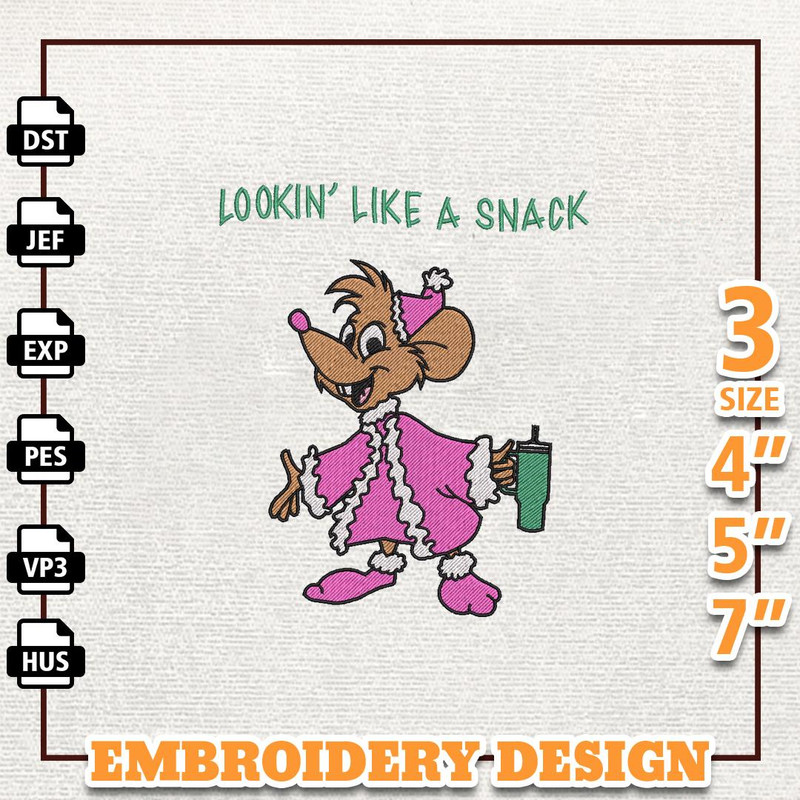 Pink Christmas Bougi Embroidery Design, Retro Pink Christmas Mouse Embroidery Machine Design, Instant Download.jpg